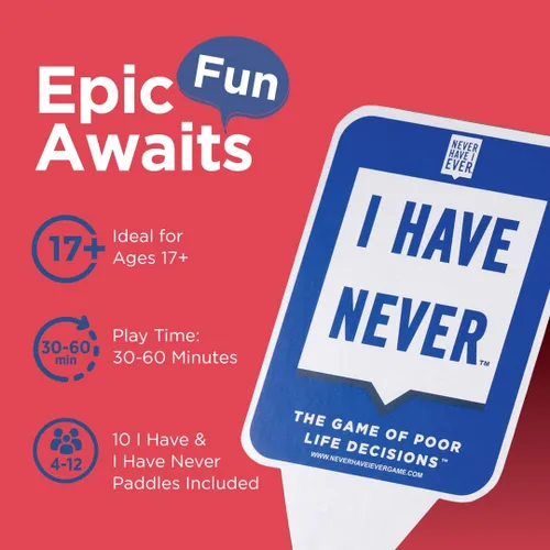 Miniatura 2 de Never Have I Ever Palas de juego de cartas, maximiza la diversión de jugar a las cartas, 10 paletas físicas con las que tengo y nunca jamás