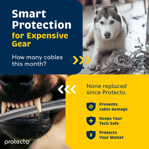 Miniatura 4 de PROTECTO Protector de Cables Resistente para Perros y Gatos, Funda Larga de 10 Pies, Cubierta de Cable de 1/2 Pulgada Fácil de Usar para Mascotas