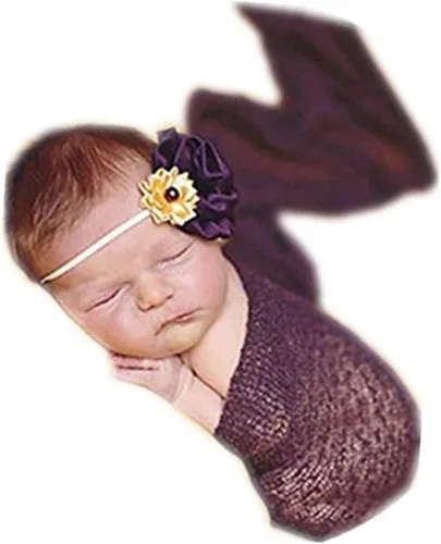 Miniatura 6 de Coberllus Manta de tela envolvente para bebé recién nacido, para sesión de fotografía de niños y niñas (azul)