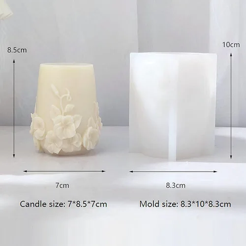 Miniatura 2 de Moldes de vela cilíndrica de silicona, 3D de flores de ratán para velas de aromaterapia, fabricación de jabón hecho a mano, moldes de cera