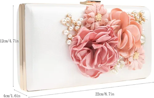 Miniatura 3 de Comeon Bolso de mano floral para mujer, bolso de noche de flores, elegante bolso de banquete, bolso de fiesta de dama para banquetes de boda