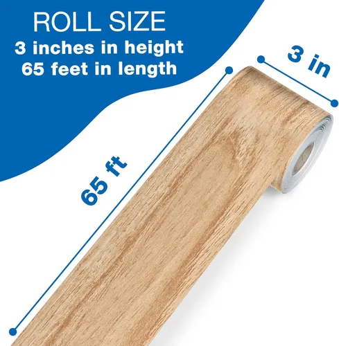 Miniatura 2 de Carson Dellosa Grow Together - Bordes de tablón de anuncios con veta de madera clara de 19.8 metros, 1 rollo de ribete natural para pizarra blanca