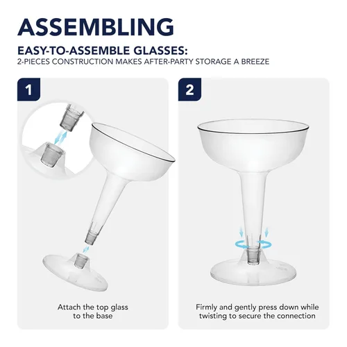 Miniatura 3 de Party Essentials NW114001-24/4 - Vaso de champán de plástico duro de 2 piezas, capacidad de 4 onzas, transparente (caja de 96)