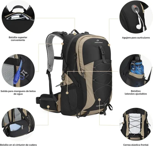 Miniatura 3 de Mochila de senderismo Maelstrom, mochila de camping, mochila de senderismo impermeable de 40 l con cubierta para la lluvia, mochila de viaje ligera