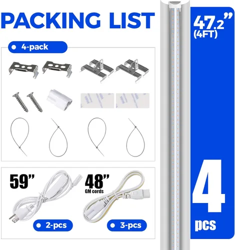 Miniatura 8 de Barrina Luz LED de crecimiento de espectro completo, 168 W (4 x 42 W), tiras de luz de cultivo para plantas de interior, luz de cultivo de plantas