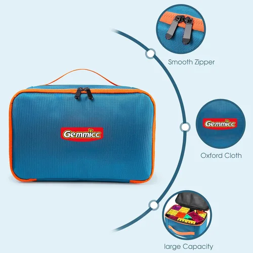 Miniatura 4 de Gemmicc Estuche de transporte de juguetes, bolsa de almacenamiento de azulejos magnéticos, organizador de tela Oxford resistente al agua, caja