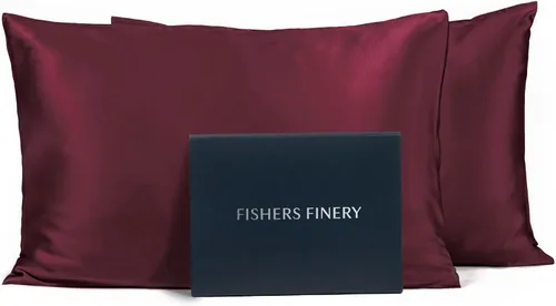 Miniatura 23 de Fishers Finery Funda de almohada de seda de morera 100% pura de 25mm (Rojo King)
