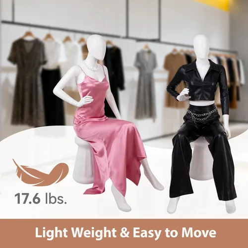 Miniatura 7 de Kinfant Maniquí femenino de medio cuerpo blanco, elegante maniquí femenino con base estable, pantalla de forma de vestido de manne quin, maniquíes