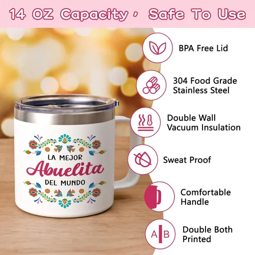 Miniatura 5 de Qtencas Regalos de Abuela, regalos para abuela, La Mejor Abuelita Del Mundo Taza de café aislada de 14 onzas, regalo de Abuelita en español