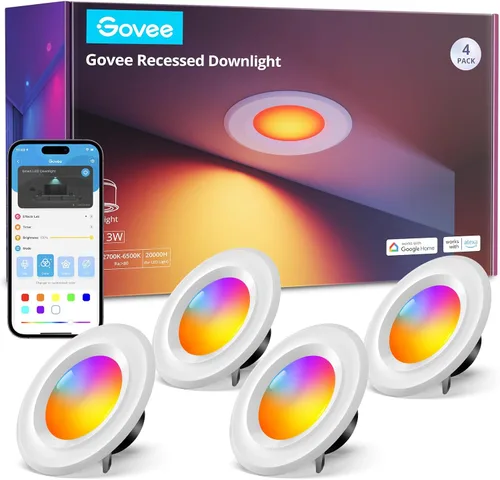 Miniatura 9 de Govee Iluminación Empotrada Inteligente Retrofit de 6 Pulgadas, Luces Empotradas Retrofit RGBWW de Conexión Directa Wi-Fi Bluetooth, 65 Modos