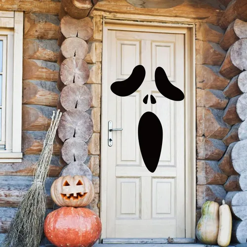 KIMOBER Adhesivos de puerta de fantasma de Halloween, adhesivo de espectro para Halloween, decoración interior y exterior, decoración de fiesta