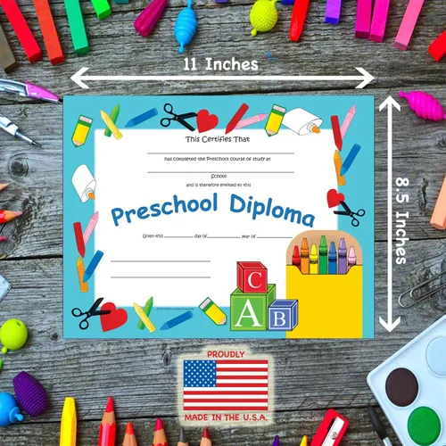 Miniatura 3 de Creative Shapes Etc. Paquete de 30 certificados de diploma preescolar de 11 x 8.5 pulgadas para días de graduación preescolar y logros escolares.