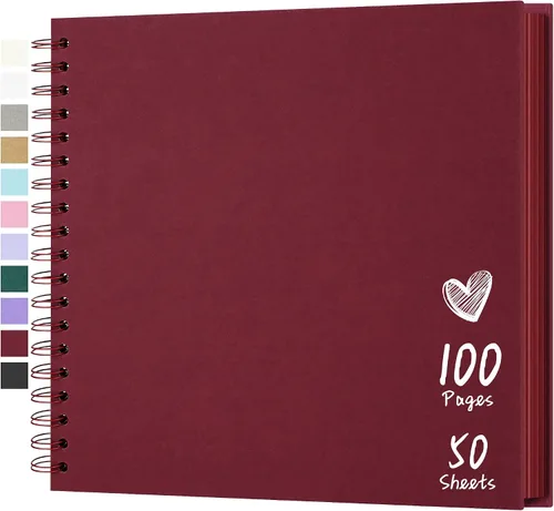 Miniatura 20 de Álbum de recortes de 7 x 7 pulgadas, álbum de recortes DIY de tapa dura de papel kraft, álbumes de fotos, 40 páginas, perfecto para fotos de 4 x 6