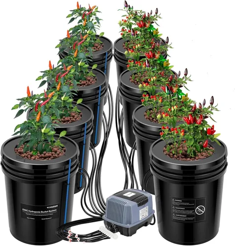 Miniatura 10 de VIVOSUN Sistema de Cultivo Hidropónico DWC con Kit de Goteo Superior, Cultura de Agua Profunda de 5 Galones, Sistema de Goteo Recirculante