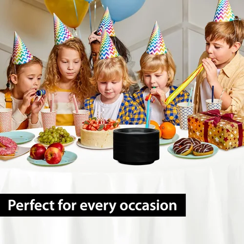 Miniatura 5 de Platos de plástico negro de 9 pulgadas, 50 unidades, platos redondos de plástico sólido para fiestas, bodas, barbacoas, platos de cumpleaños, platos