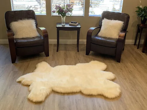 Miniatura 11 de LAMBZY - Alfombra de piel de oveja sintética súper suave hipoalergénica sedosa, estilo peluche de oso, para sala de estar, habitación de niños, sofá