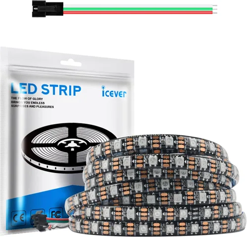 Miniatura 13 de Tira de luces LED WS2812B de 16.4 pies, 5 V, 150 LED RGB IC 5050SMD direccionables individuales – PCB blanco flexible IP30-30LEDs/m MagicRGB Dream