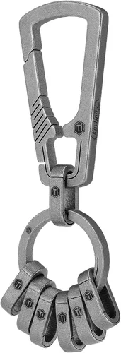 Miniatura 12 de Llavero con mosquetón de titanio KeyUnity, organizador EDC de liberación rápida con llavero Km16bk