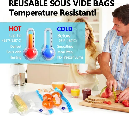 Miniatura 2 de Sous Vide - 24 bolsas reutilizables de sellado al vacío de 11 x 10 pulgadas, bolsa de almacenamiento de alimentos al vacío para cocinar