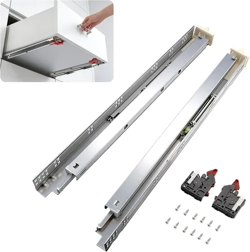 Miniatura 8 de Knobonly 1 par de correderas de cajón de 18 pulgadas de cierre suave, cajones de gabinete de montaje inferior de extensión completa, chapados