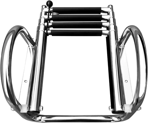 Miniatura 5 de Escalera de barco pontón de 4 escalones, escalera de acero inoxidable plegable telescópica para entrada trasera con barandilla de mano de pedal