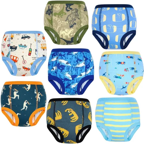 MooMoo Baby Ropa interior de entrenamiento para niños y niñas, pantalones de entrenamiento absorbentes para niñas 2T-7T Azul (paquete de 8)