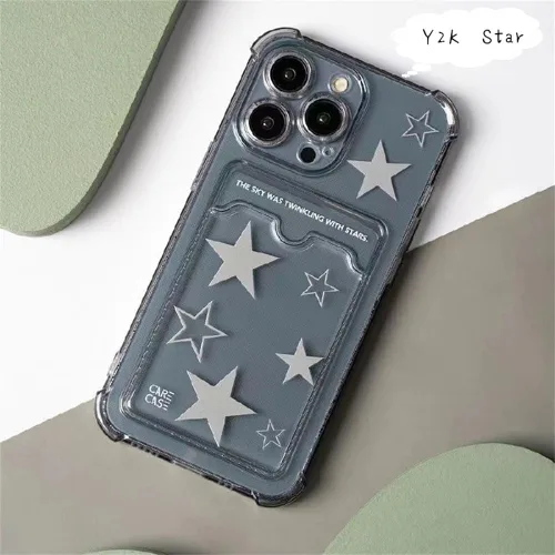Miniatura 6 de Funda compatible con iPhone 11, funda suave coreana Y2K Star con ranura para tarjetero, bonita funda protectora kawaii transparente a prueba de Para