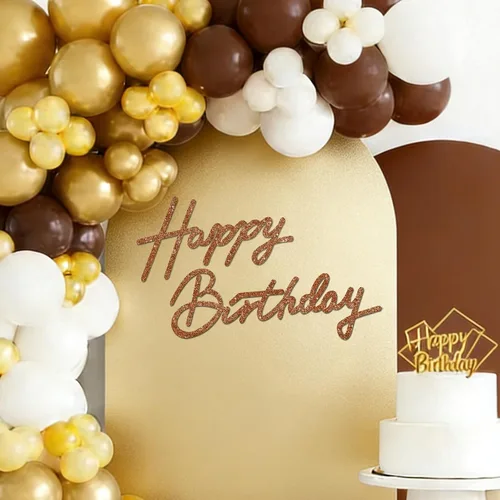 Miniatura 28 de TONIFUL Cartel de feliz cumpleaños para telón de fondo, pancarta de fieltro negro, incluye pegamento de puntos, perfecto para telón de fondo