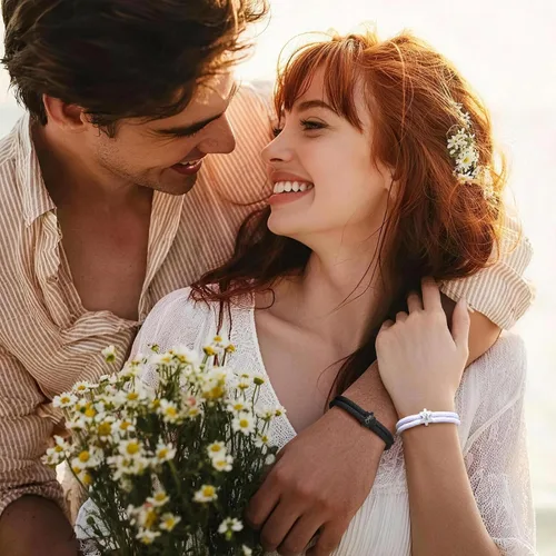 Miniatura 6 de Pulseras para parejas para él y ella: To My Love His Hers Pinky Promise - Juego de pulseras de cuerda a juego para hombres, mujeres, novio, novia