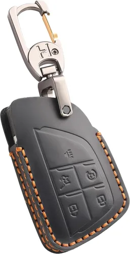 OLLEN Funda de cuero genuino para llavero 2021-2026, apta para GMC Yukon Denali Sierra Chevy Silverado Suburban Tahoe Buick, etc., protector de