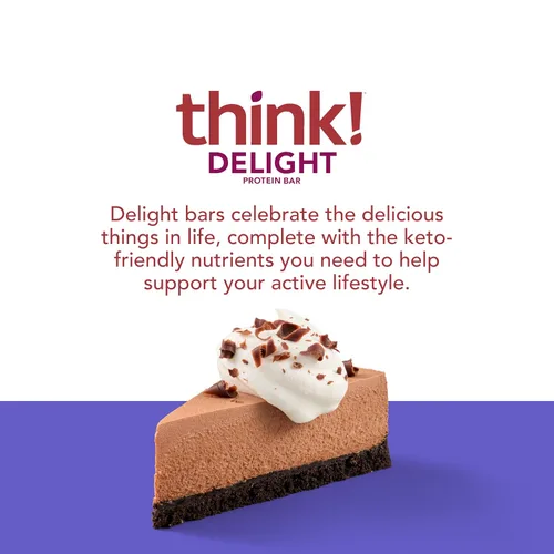 Miniatura 4 de think! Delight Barras de proteínas, bajas en carbohidratos, sin gluten, pastel de mousse de chocolate, 10 unidades (el embalaje puede variar)