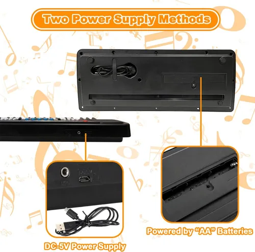 Miniatura 5 de Teclado de piano para niños, piano electrónico portátil de 37 teclas para niños con micrófono, teclado de música, juguetes de piano para niños
