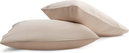 Miniatura 2 de Luxury Hotel Collection - Juego de 2 fundas de almohada tamaño King, color beige liso, microfibra cepillada suave, resistente a las arrugas
