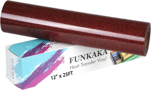Miniatura 14 de FUNKAKA Rollos de vinilo de transferencia de calor HTV negro con purpurina, vinilo de poliuretano para planchar de 12 pulgadas x 25 pies