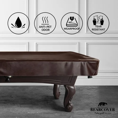 Miniatura 5 de Cubierta de mesa de billar de cuero sintético resistente, cubierta impermeable y resistente a desgarros para mesa de billar de 7/8/9 pies, 8 pies