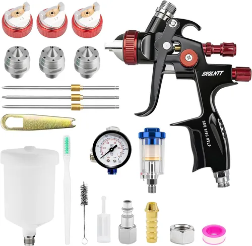 819 HVLP - Kit de pistola de pulverización de aire con boquillas de 0.06/0.07/0.09 pulgadas (1.3/1.7/0.079 in) pistola de pintura automotriz con