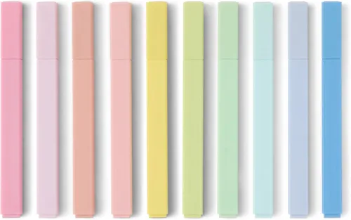 Amazon Basics - Juego de rotuladores para la Biblia en colores pastel, sin goteos, punta de cincel, colores surtidos, 10 unidades