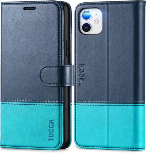 Miniatura 22 de TUCCH Funda tipo cartera para iPhone 11, [con bloqueo RFID] ranuras para tarjetas, soporte, cierre magnético, funda protectora de piel sintética