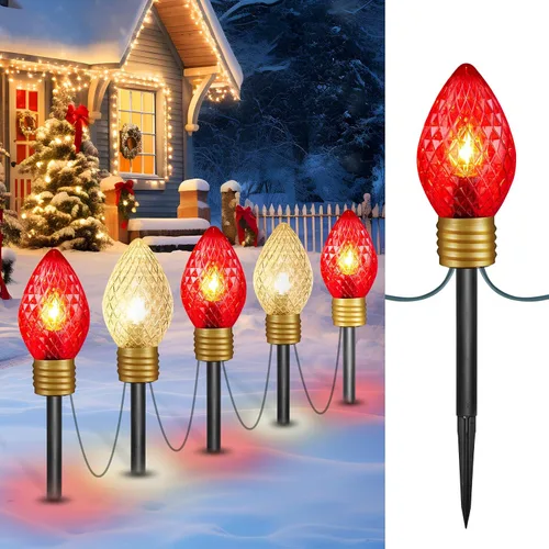 Miniatura 13 de Strawberry Jumbo C9 Luces de Camino de Navidad para Exteriores - 8.5 Pies 5 Luces LED C9 de Navidad, Luces C7 Cubiertas Jumbo Multicolor Luces