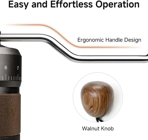 Miniatura 5 de HiBREW G4B - Molinillo de café manual con esfera ajustable externa, molino de rebabas cónicas de aluminio, ajustes numéricos y estuche de viaje