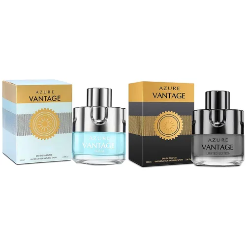 Miniatura 20 de Set de regalo de perfume para hombre, EDP, paquete de 2 (3.4 oz / 3.4 fl oz cada uno), Amazing Code Gold, AQUA DE EP BLUE, ámbar picante y azul