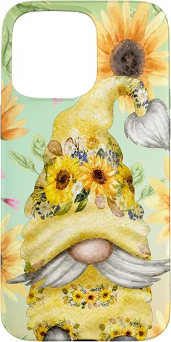 Miniatura 30 de iPhone 14 Pro Max Gnomo de girasol para jardín mamá hippies lindo patrón de verano caso