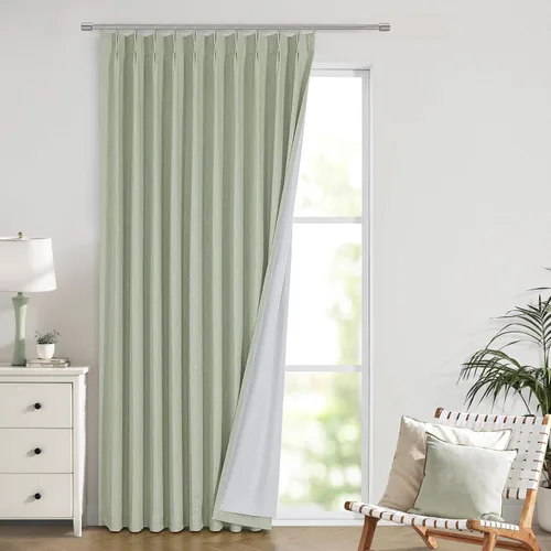 Miniatura 47 de Vision Home Cortinas marrones con pliegues pinzados de bloqueo total, cortinas de ventana de lino mezclado para oscurecimiento de la habitación, 95