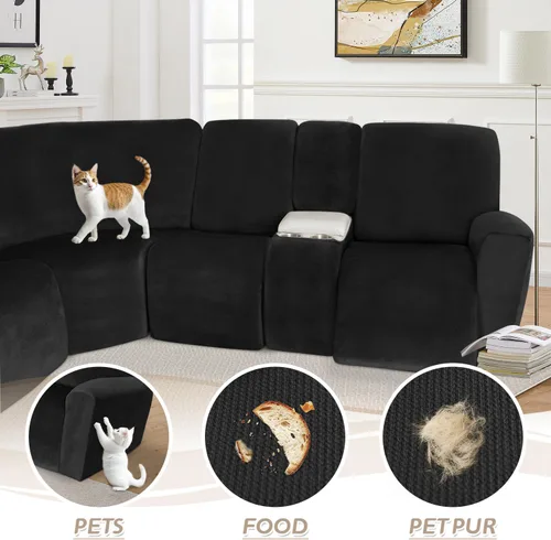 Miniatura 421 de Arfntevss Fundas de sofá seccional reclinable de terciopelo, Funda de sofá seccional de esquina para sofá reclinable, Funda elástica suave