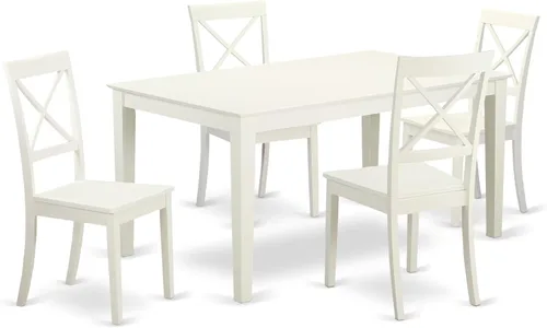 Miniatura 10 de East West Furniture CABO5-LWH-LC - Juego de mesa de comedor moderno de 5 piezas, incluye una mesa rectangular de madera y 4 sillas de comedor