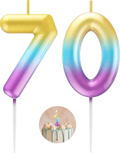 Miniatura 100 de Velas número 2 arcoíris con número 3D de feliz cumpleaños para decoración de fiesta de pastel de cumpleaños, suministros de celebración