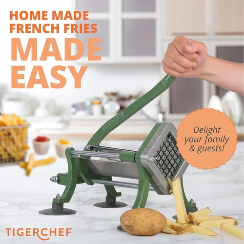 Miniatura 6 de Set combinado completo para restaurante de cortadora de papas fritas y camotes comercial Tiger Chef, resistente y de alta calidad, con ventosas