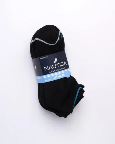 Miniatura 2 de Nautica Calcetines deportivos cómodos acolchados de corte cuarto para mujer con control de humedad paquete de 6