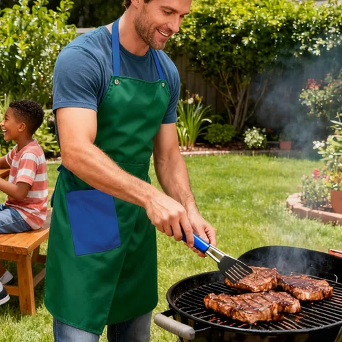 Miniatura 4 de Tanto hombres como mujeres chefs pueden utilizar delantales de bolsillo, adecuados para cocinar en la cocina, hornear, pintar, cuello redondo