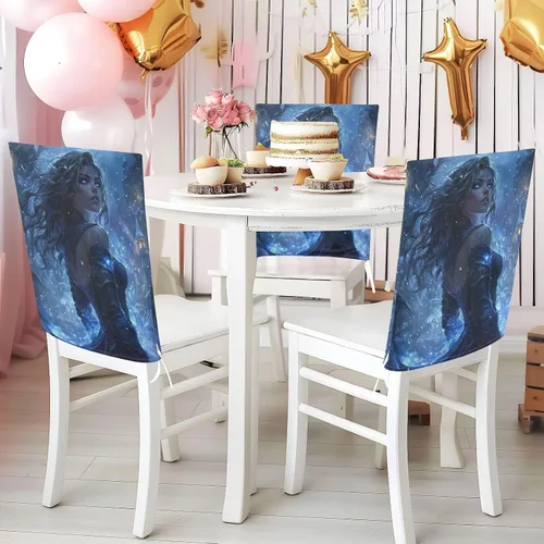 Miniatura 5 de Juego de 6 fundas decorativas para silla de escritorio de dormitorio de anime para festivales (Pascua, graduación, etc.), fundas suaves para sillas